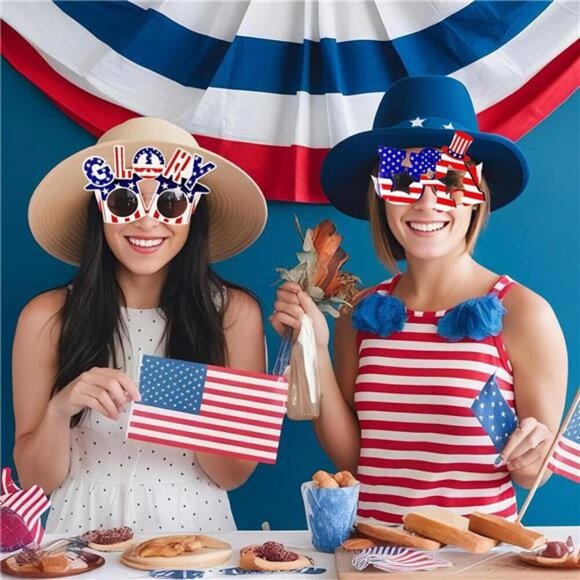 4th of July Party Accessories American Flag Sunglasses Red White and Blue USA - Picture 6 of 6